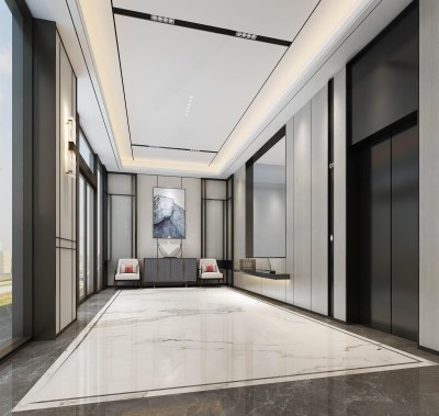 现代电梯间3D模型下载